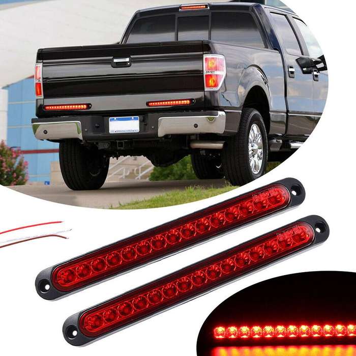 2pcs 10 Inch 15 Led Trailer Truck Rv Stop Tail Rear Brake Light Red