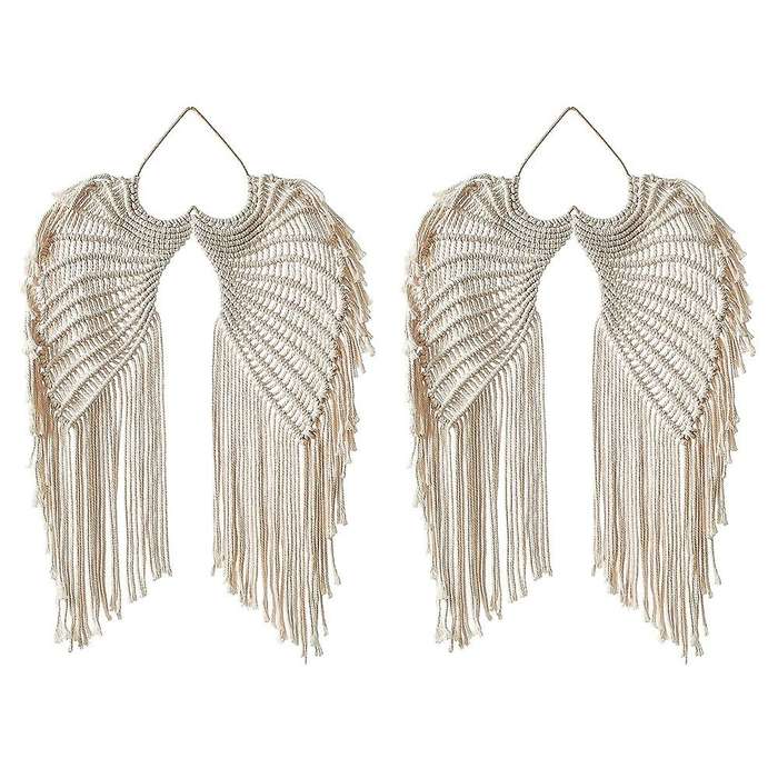 Macrame Wall Hanging Hand-woven Angel Wings Tapestry for Living Room