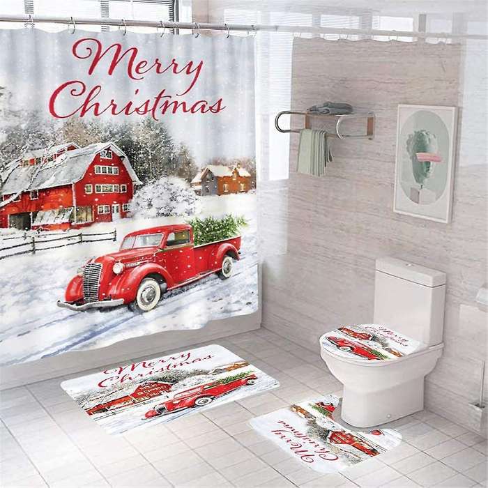 Christmas Shower Curtains Vintage Red Shower Curtains In Bath Decor