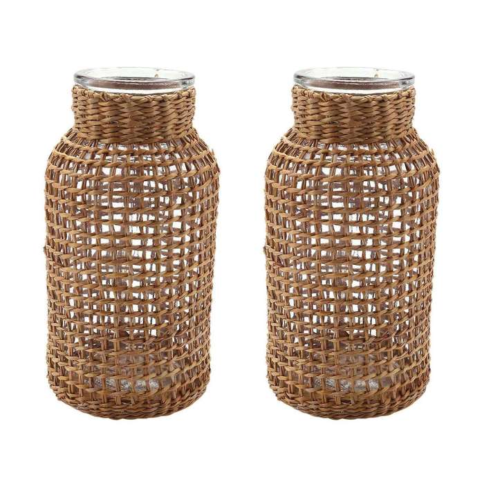 2x Straw Glass Flower Vase Japanese Flower Pot In The Nordic -s
