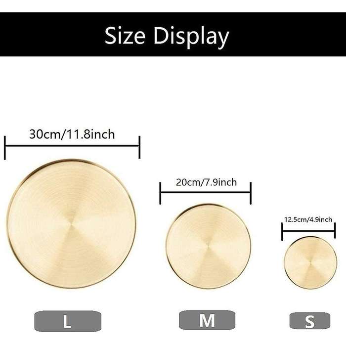 Round Gold Tray,metal Decorative Tray Makeup Tray Organizer,11.8 Inch