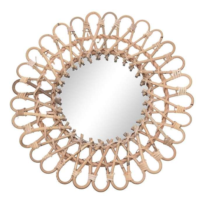 40cm Nordic Wicker Wall-mounted Mirror Rattan Round Home Wall Hanging