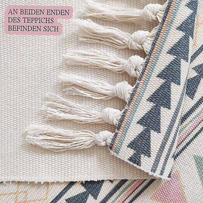 Boho Carpet with Tassels Woven Carpet for Living Room Hallway Bedroom