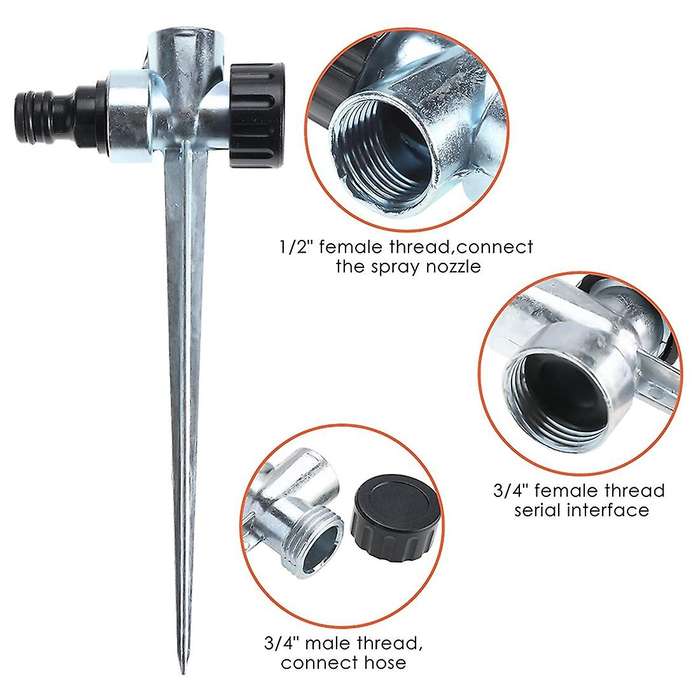 Pulsating Impact Sprinkler with 3/4inch Adapters for Lawn Irrigation