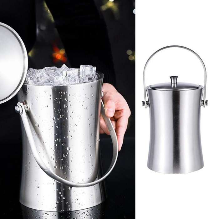 1l Ice Cube Container with Lid and Tong Champagne Cooler Ice Bucket