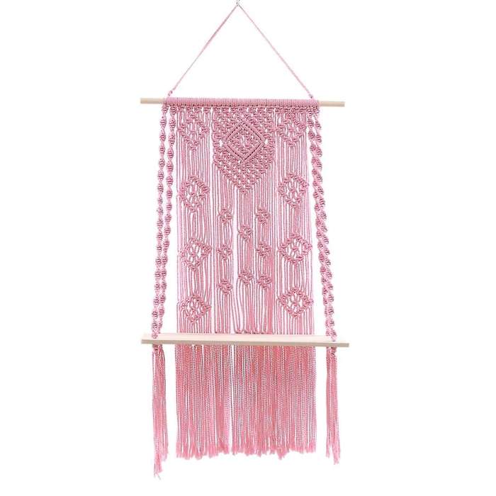Handmade Macrame Wall Hanging Shelf, Floating Plants Hanging Shelf