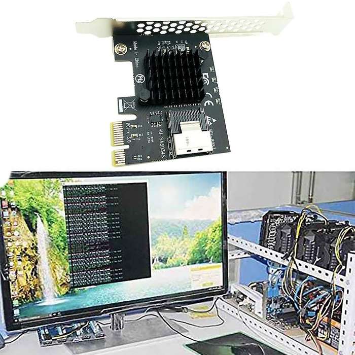 Pcie Riser Card Pcie 1x to Sas Sff-8087 Hard Drive for Chia Mining