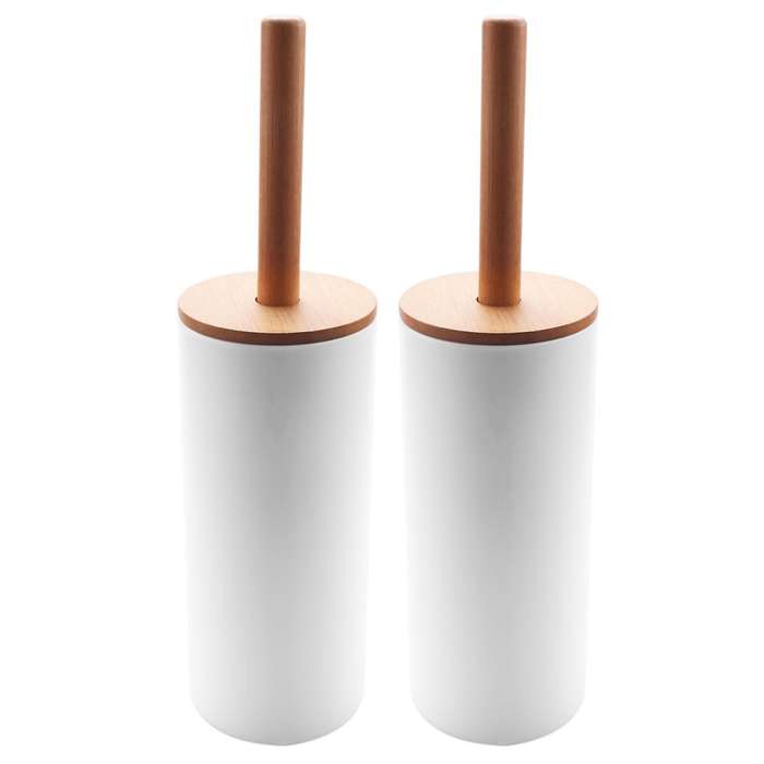 Bamboo Floor-standing Toilet Brush Set Base Bathroom Toilet Brush