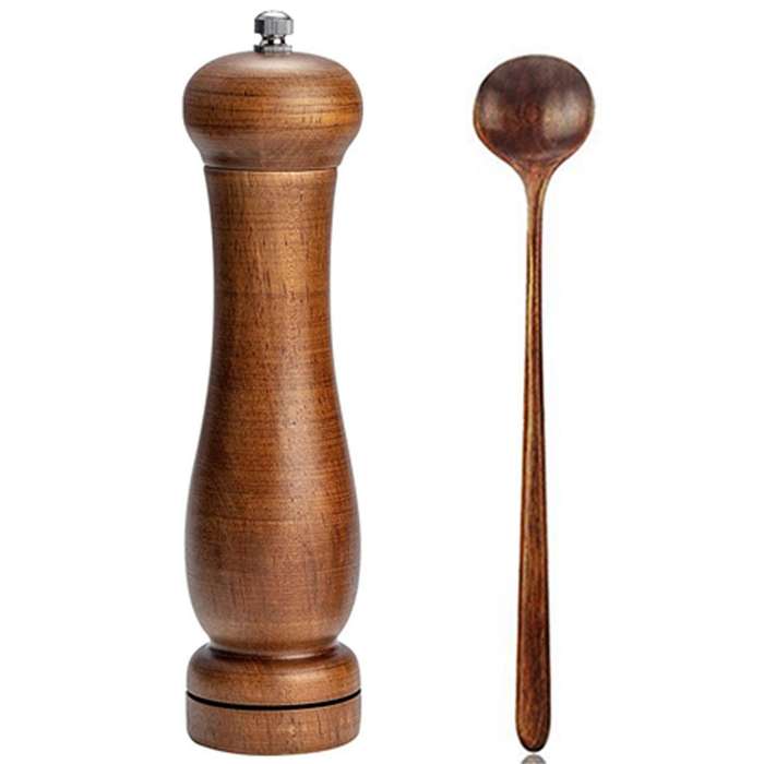 2pcs 8 Inch Antique Wooden Salt and Pepper Grinder Set for Seasoning