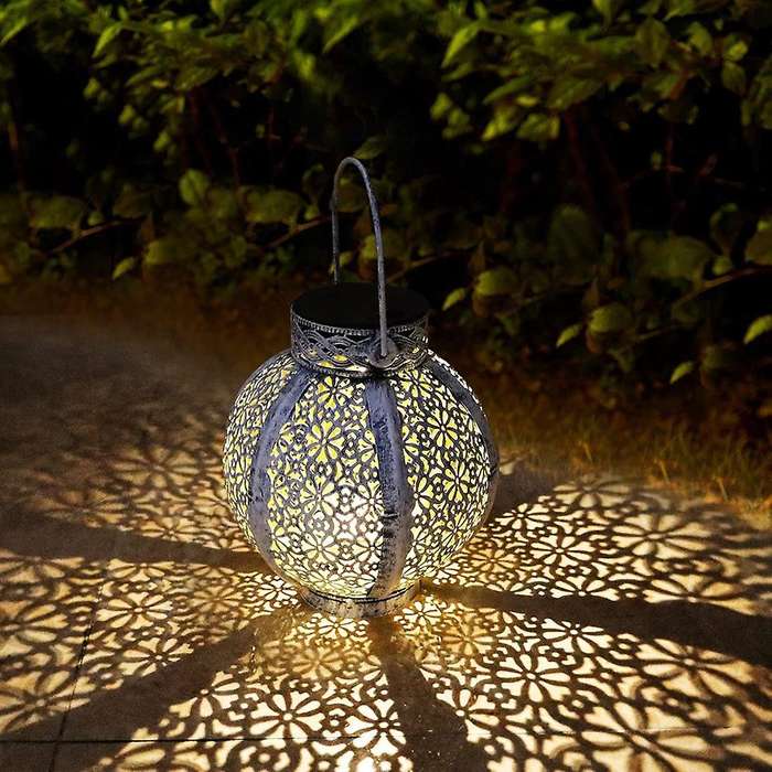 2 Pack Solar Lanterns Outdoor Hanging, with Handle, Metal Decorative
