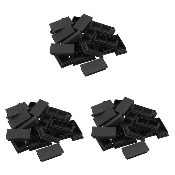 Plastic Rectangle Blanking End Caps Bung 40mm X 80mm 60pcs Black