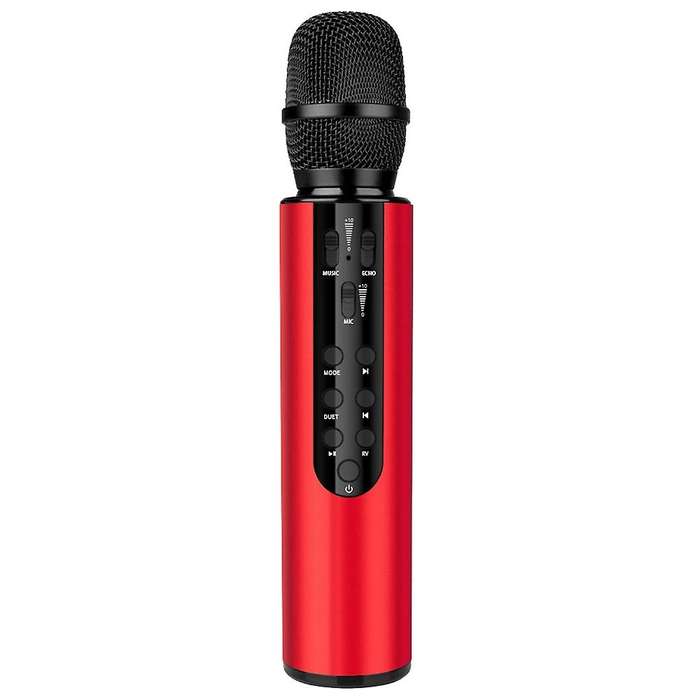 Bluetooth Dual Speaker Karaoke Mic for Live Streaming Speech Red