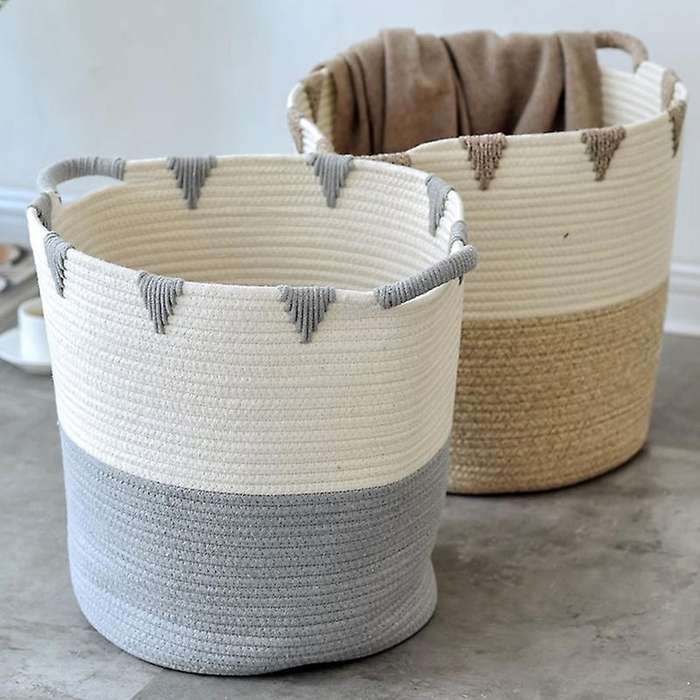 Woven Basket Cotton Rope Toy Laundry Storage Basket Storage Bins, B