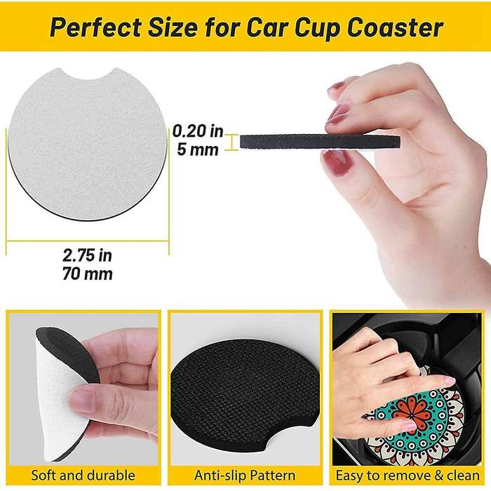 Car Coasters Blanks for Thermal Sublimation Diy Crafts Cup Holders