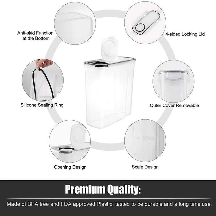 4pcs Cereal Storage Containers Airtight Food Storage Large Cans-2.5l