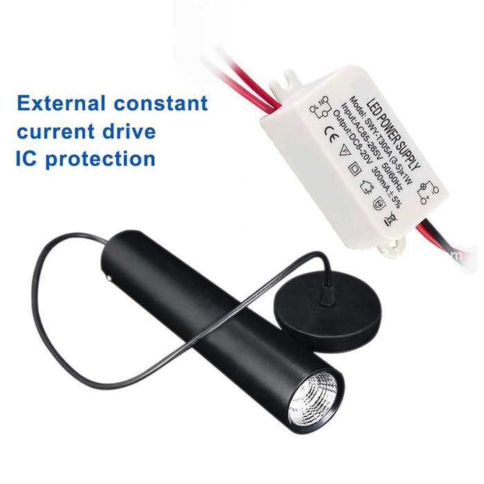 Black Warm White Led Cob Spotlights Long Tube Lamp Cylindrical