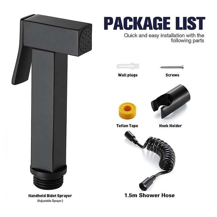 Toilet Bidet Faucet Square Black Single Cold Bathroom Toilet Shower