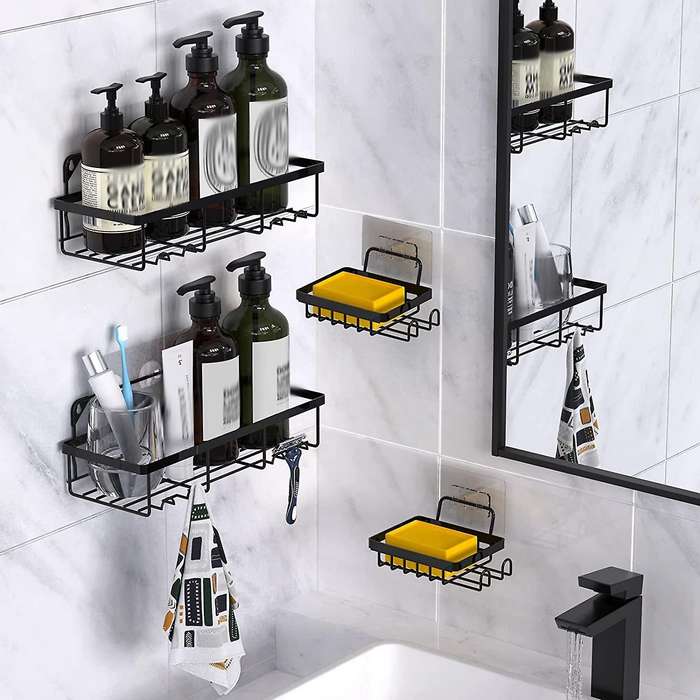 Rustproof Bathroom Shower Shelf with Adhesives and Screws,for Kitchen