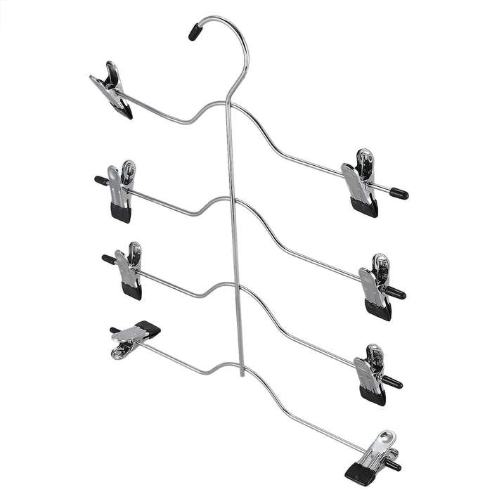 Pants Hangers,4 Tier Non Slip Skirts Hangers with 8 Clips