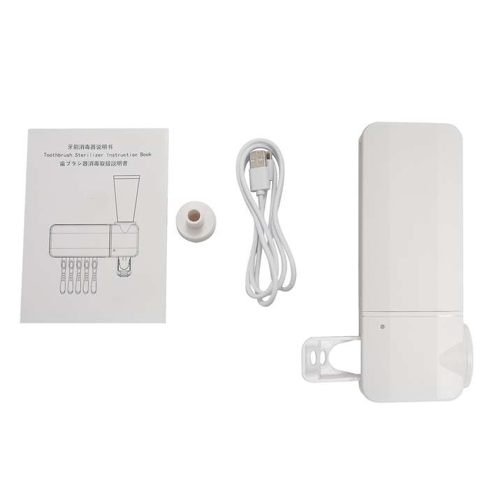 Toothpaste Dispenser + 6 Toothbrush Sterilizer Holder