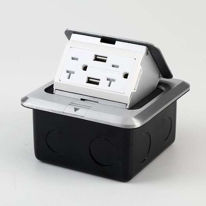 Pop-up Floor Outlet Covers Box, Power Box Kit , Silver Gray,us Plug