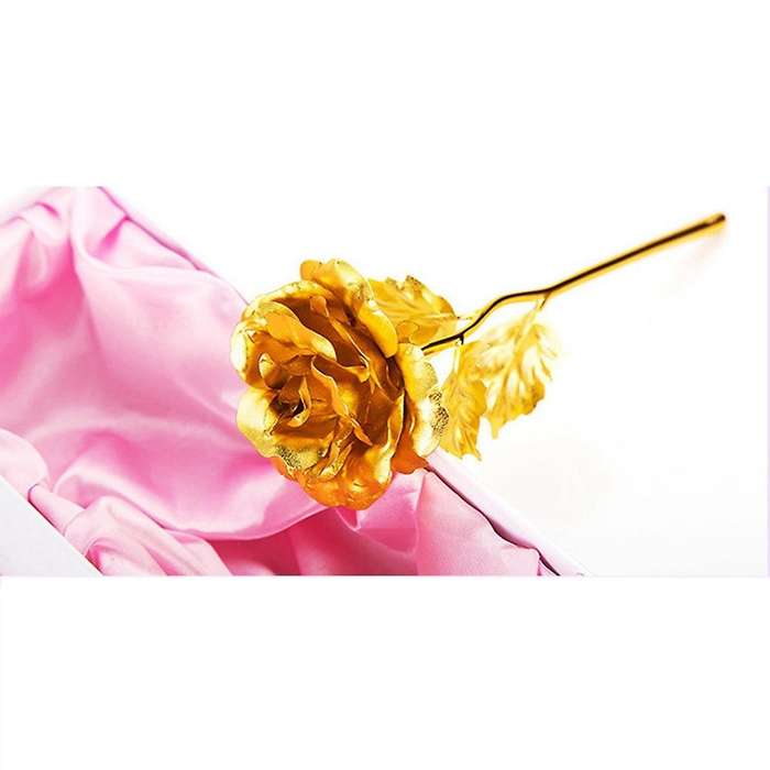 24k Gold Plated Foil Rose Vase Ornament Tanabata Valentine's Day Gift