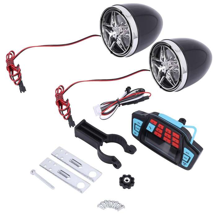 Motorcycle Alarm Audio Sound System Stereo Speakers Fm Radio