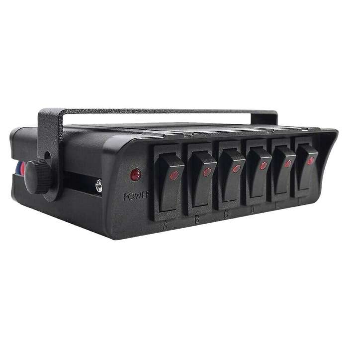 6 Gang On/off Rocker Switch Box with Red Led Light