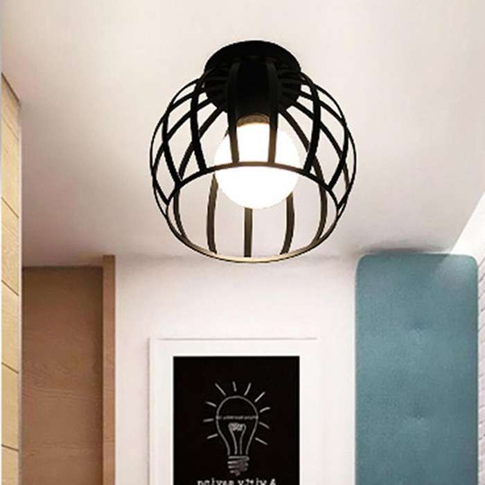 Plafonnier Industrielle Retro En Mtal Cage Fer, Suspension Luminaire