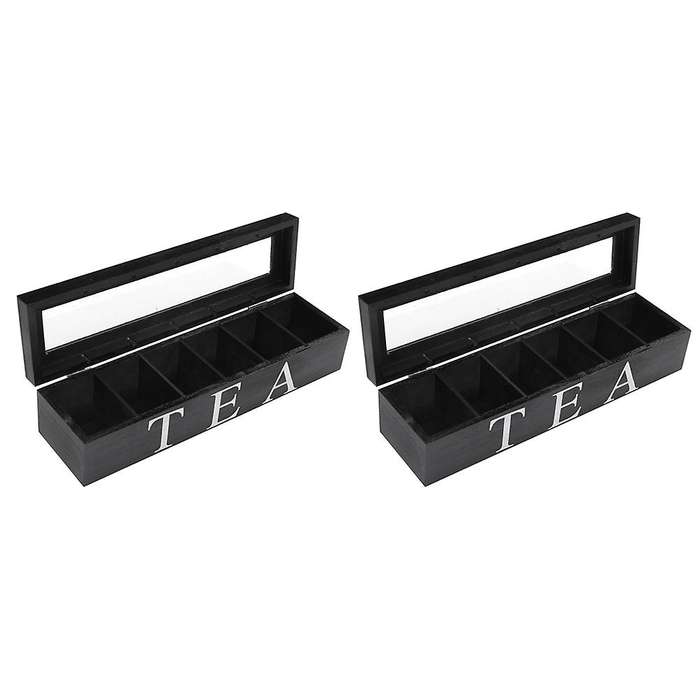 2x Coffe and Tea Box with Lid Coffee Tea Bag for Kitchen Cabinets B