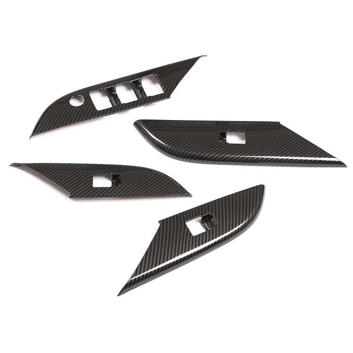 For Toyota Hilux 15-21 Door Glass Lifting Armrest Cover Carbon Fiber