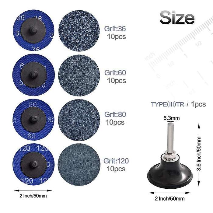 41pcs Roloc Quick Change Discs Set 2 Inch Zirconia Sanding Discs