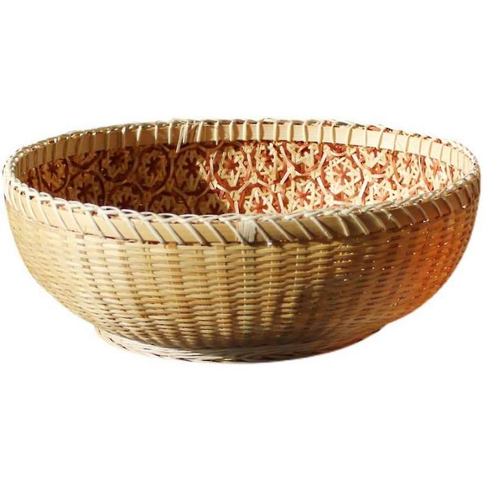 Bamboo Picnic Tray Handmade Room Snack Fruit Bowl Vegetable Basket