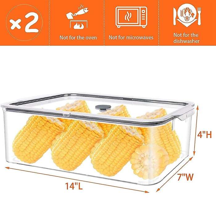 2 Pack Clear Storage Bins with Lids, Large Pantry Bins with Handle