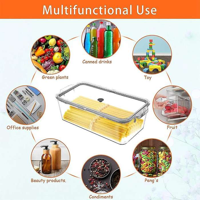 2 Pack Clear Storage Bins with Lids, Large Pantry Bins with Handle