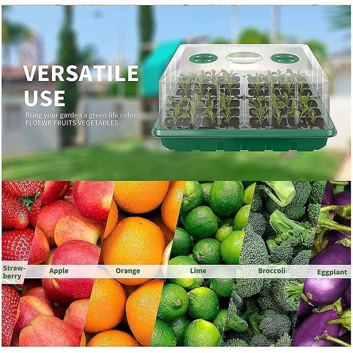 180 Cells Reusable Seed Starter Tray,6 Pack with Dome&drain Hole Base