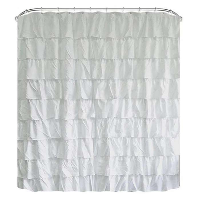 Waterproof Corrugated Edge Shower Curtain Ruffle Curtain Decoration