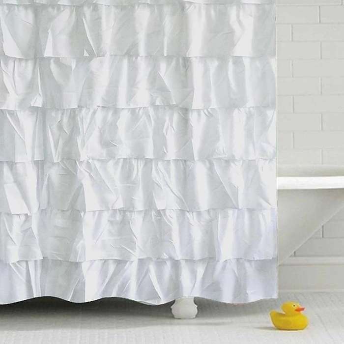Waterproof Corrugated Edge Shower Curtain Ruffle Curtain Decoration