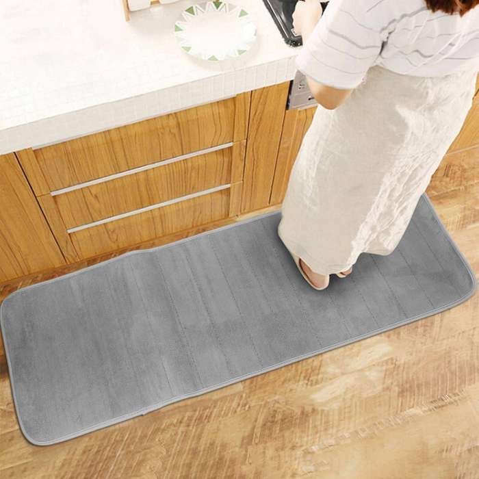 4pcs 120x40cm Absorbent Nonslip Memory Foam Floor Mat Carpet Gray