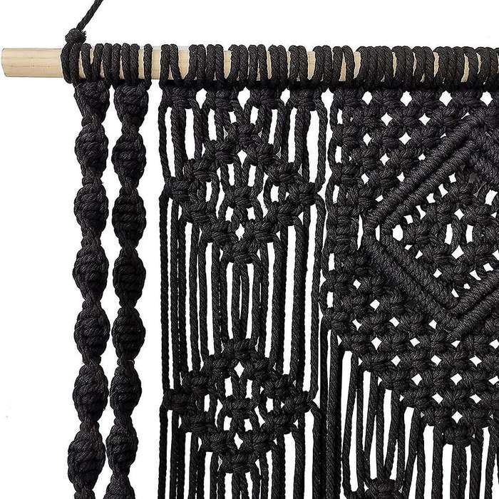 Macrame Boho Hanging Shelf for Indoor Floating Wood Shelf Organizers