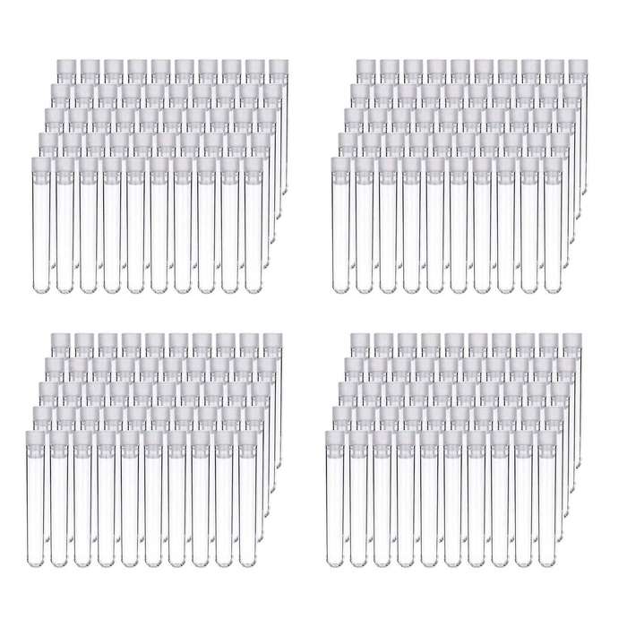 100pcs Clear Plastic Test Tubes with White Screw Caps Bottles
