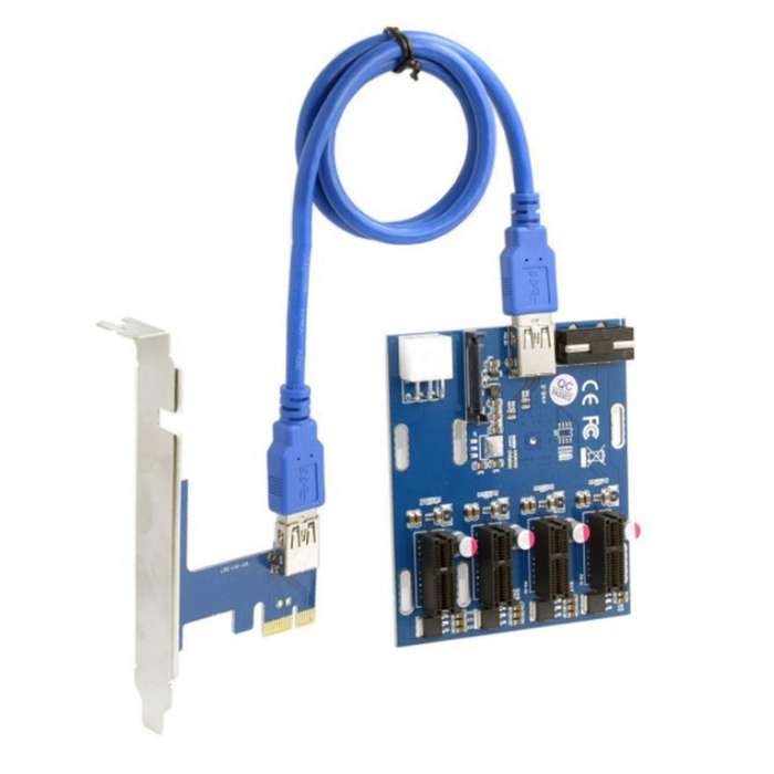 Pci-e 1x Expansion Kit 1 to 4slots Switch Multiplier Hub Pci-e