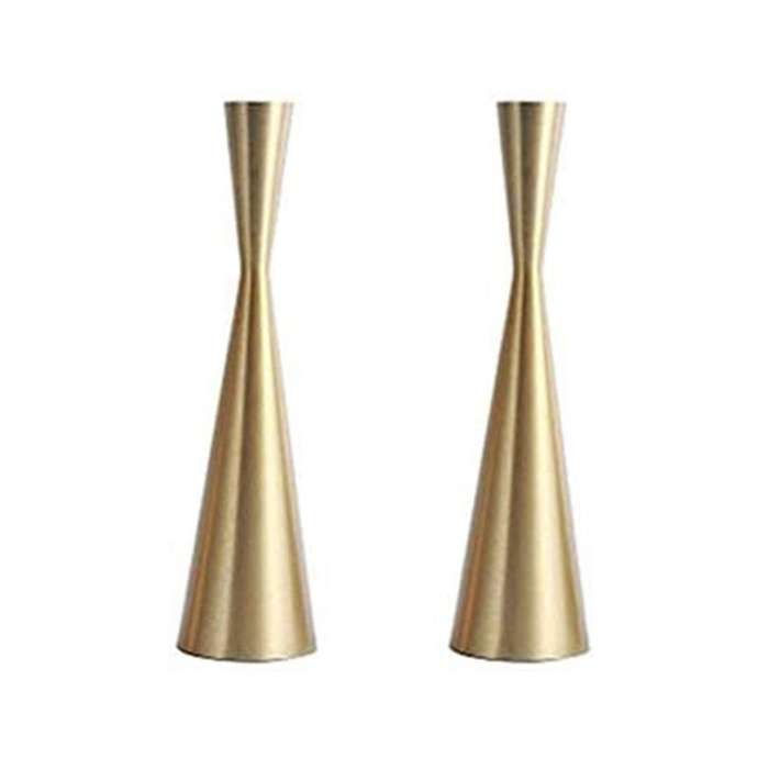 2pcs Brass Gold 9 Inch Taper Candlesticks Candleholder Vintage Modern