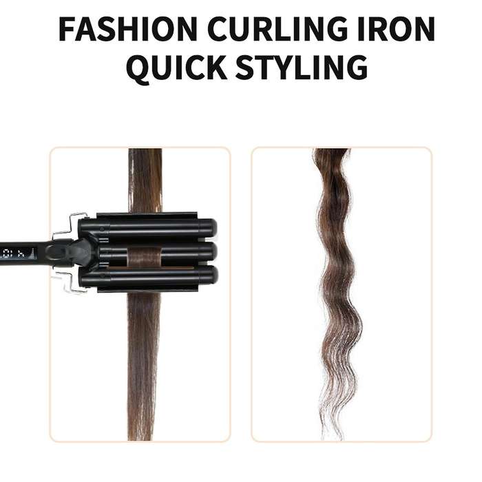 Vgr Curling Iron Ceramic Triple Barrel Hair Styler Eu Plug