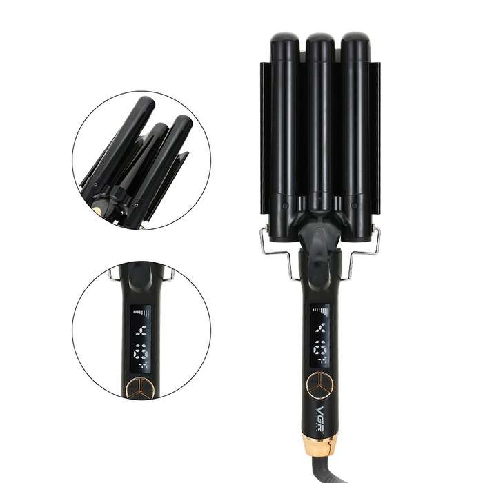 Vgr Curling Iron Ceramic Triple Barrel Hair Styler Eu Plug