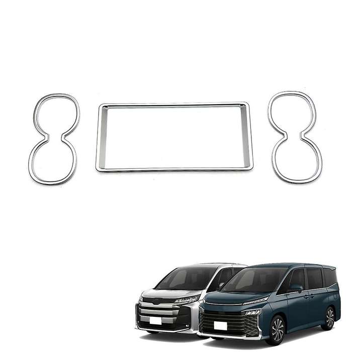 3pcs Car Matte Silver Rear Seat Water Cup Holder Decoration Frame