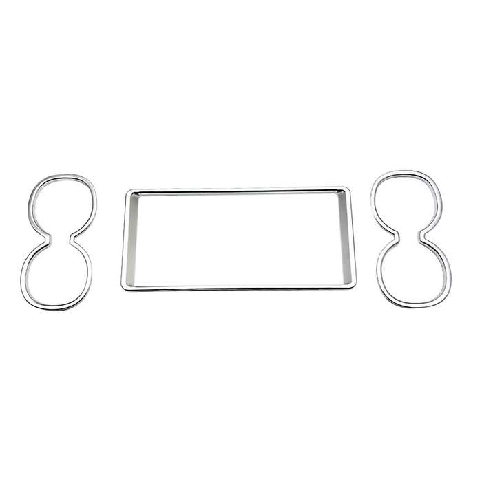 3pcs Car Matte Silver Rear Seat Water Cup Holder Decoration Frame