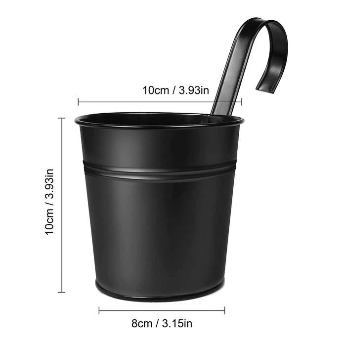10pcs Hanging Flower Pots, for Railing Fence with Detachable Hooks