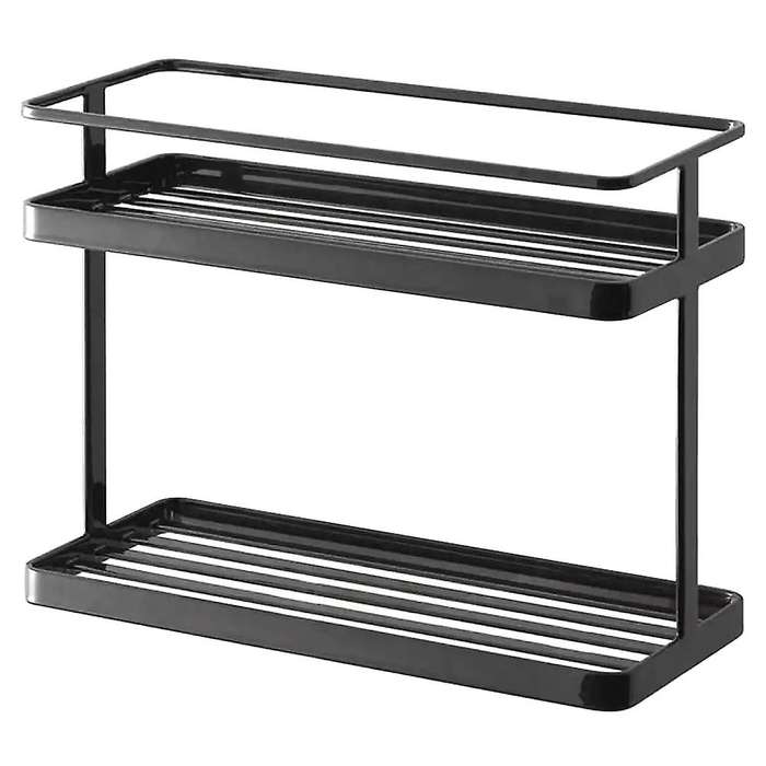 Kitchen Bathroom Wall Hanging 2 Layer Organizer Storage Rack Black