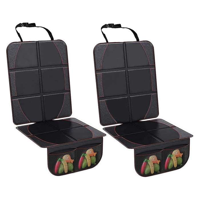 2 Pack Car Seat Cover Under Baby Child Safety Carseat with Pockets